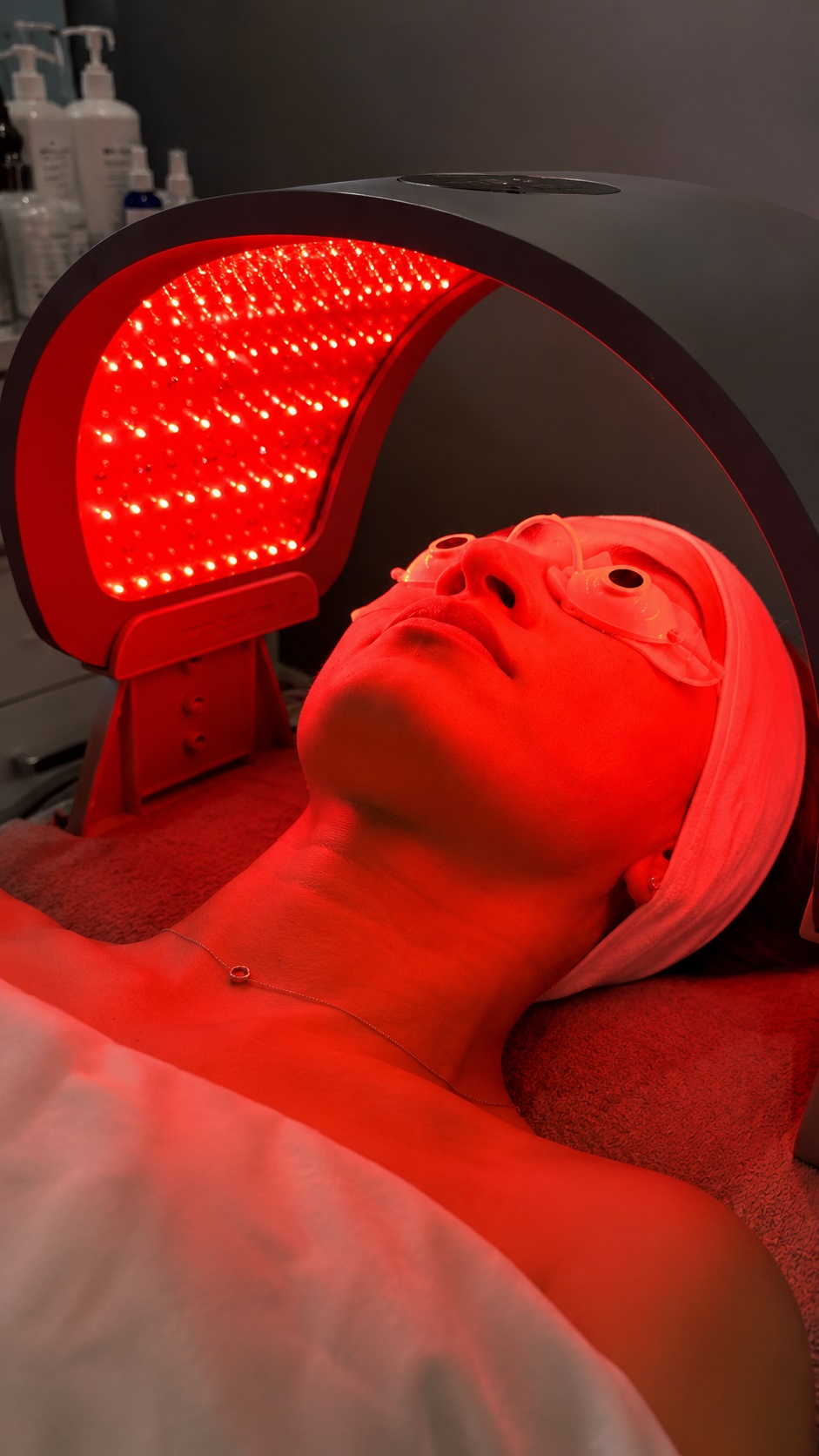 Advanced LED skin care service by a licensed esthetician at Spa Zone by Paris in Plano Texas.